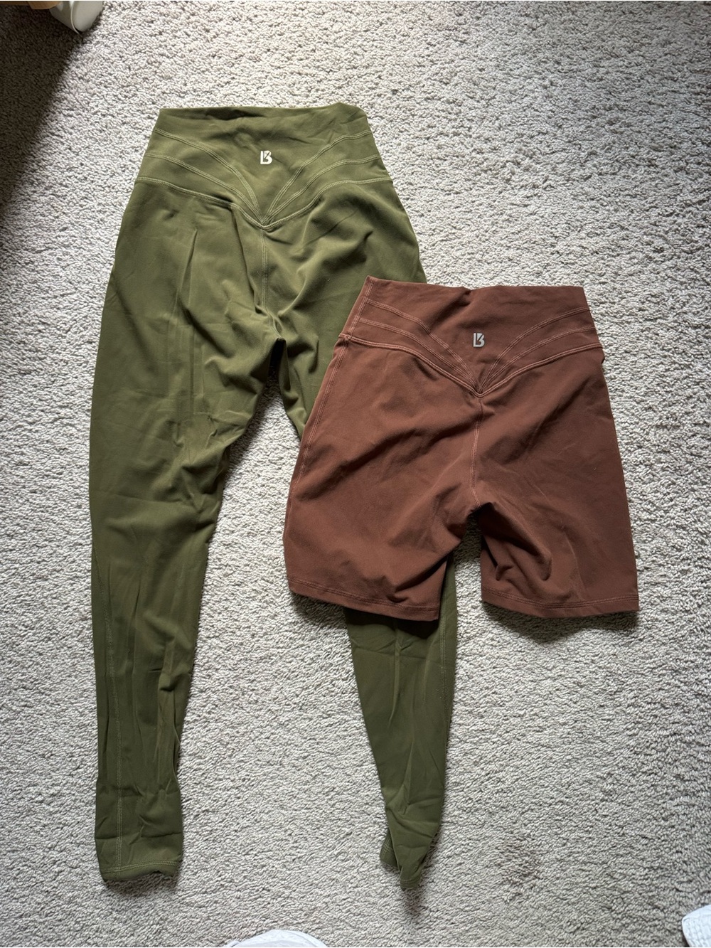 Buffbunny Collection Olive Legging and Brown Bike Short Set